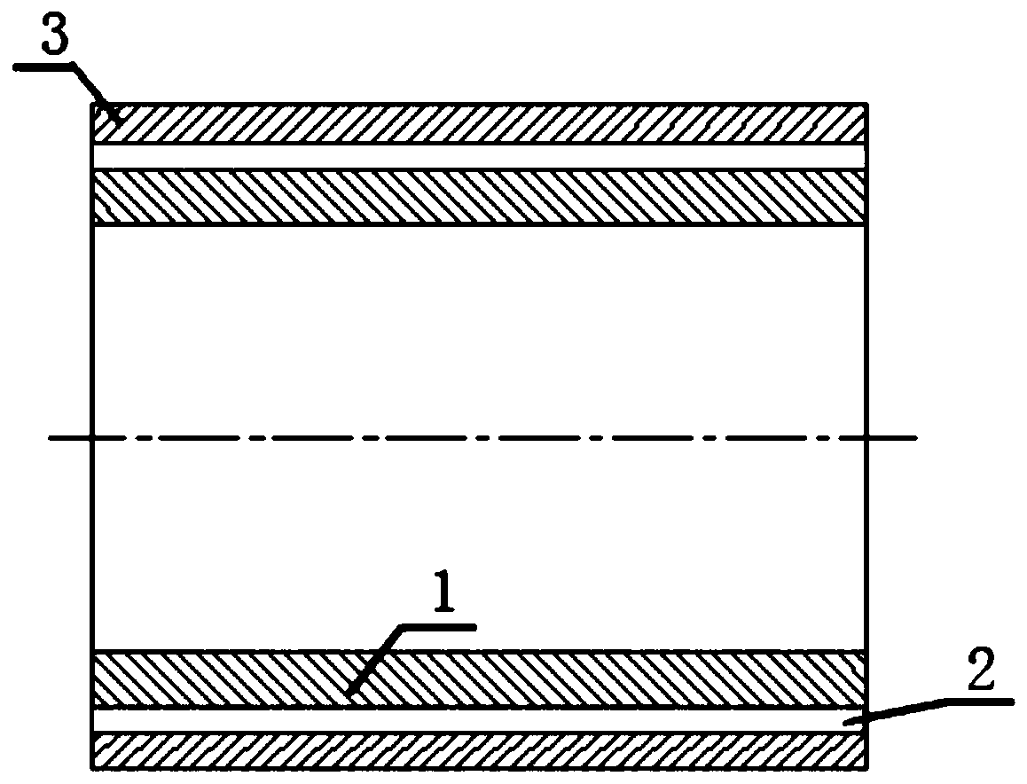 Double-metal composite tube with rubber interface structure and manufacturing method thereof