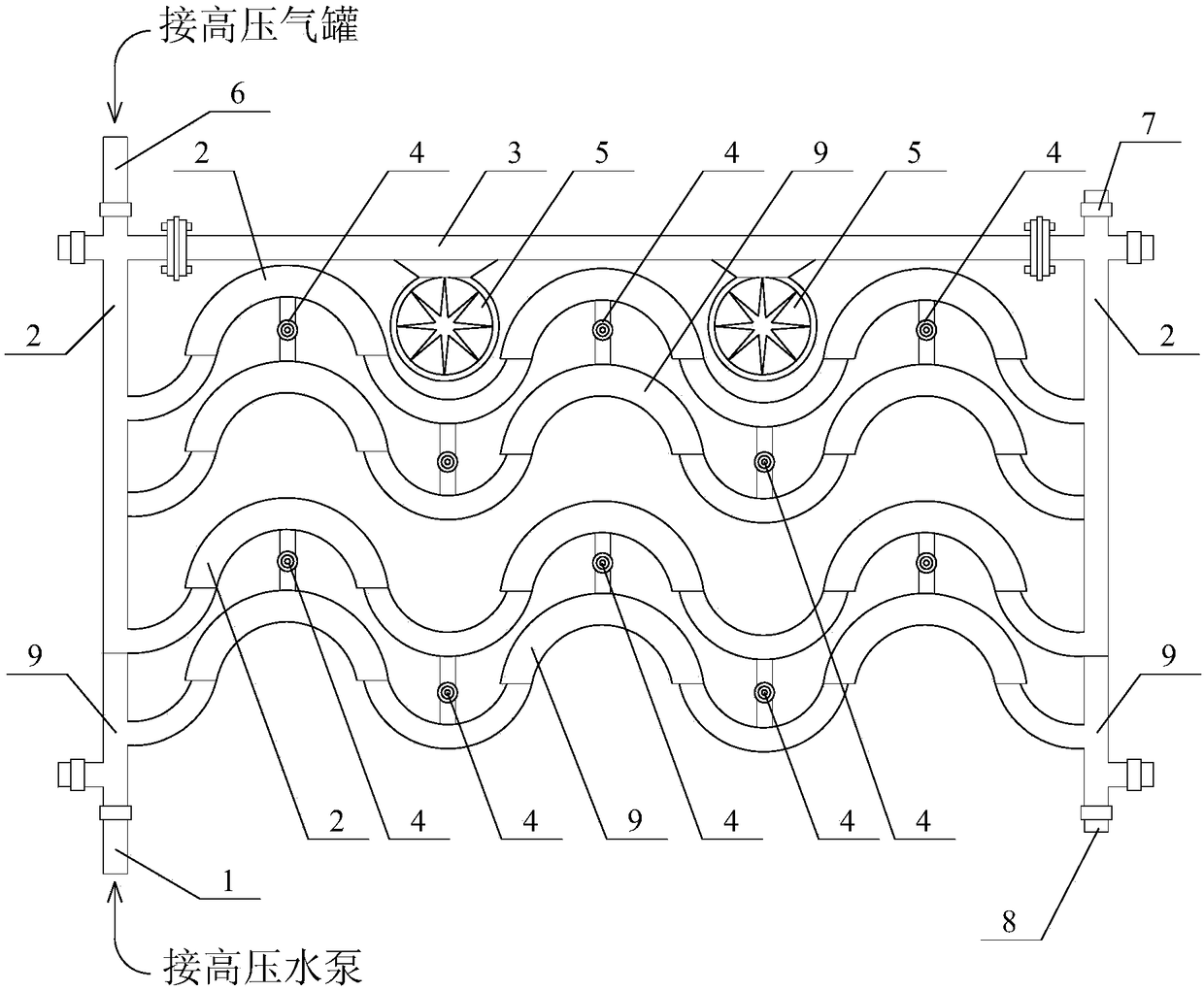 High-magnetism and high-pressure water and gas combined atomization dust collection device