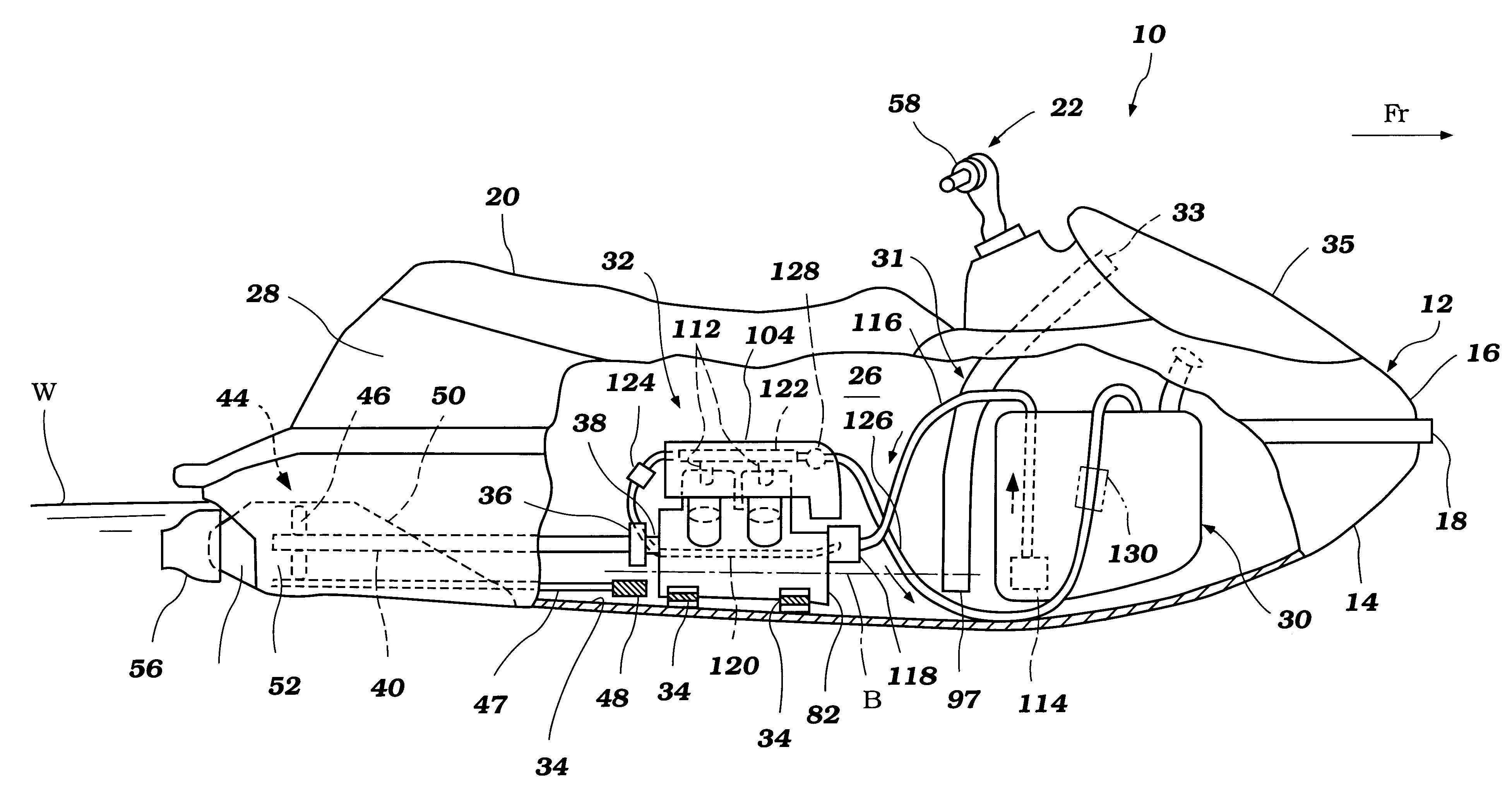 Fuel system and arrangement for small watercraft
