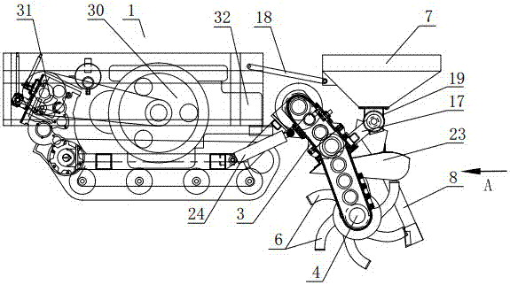 A ditching and fertilizing integrated machine