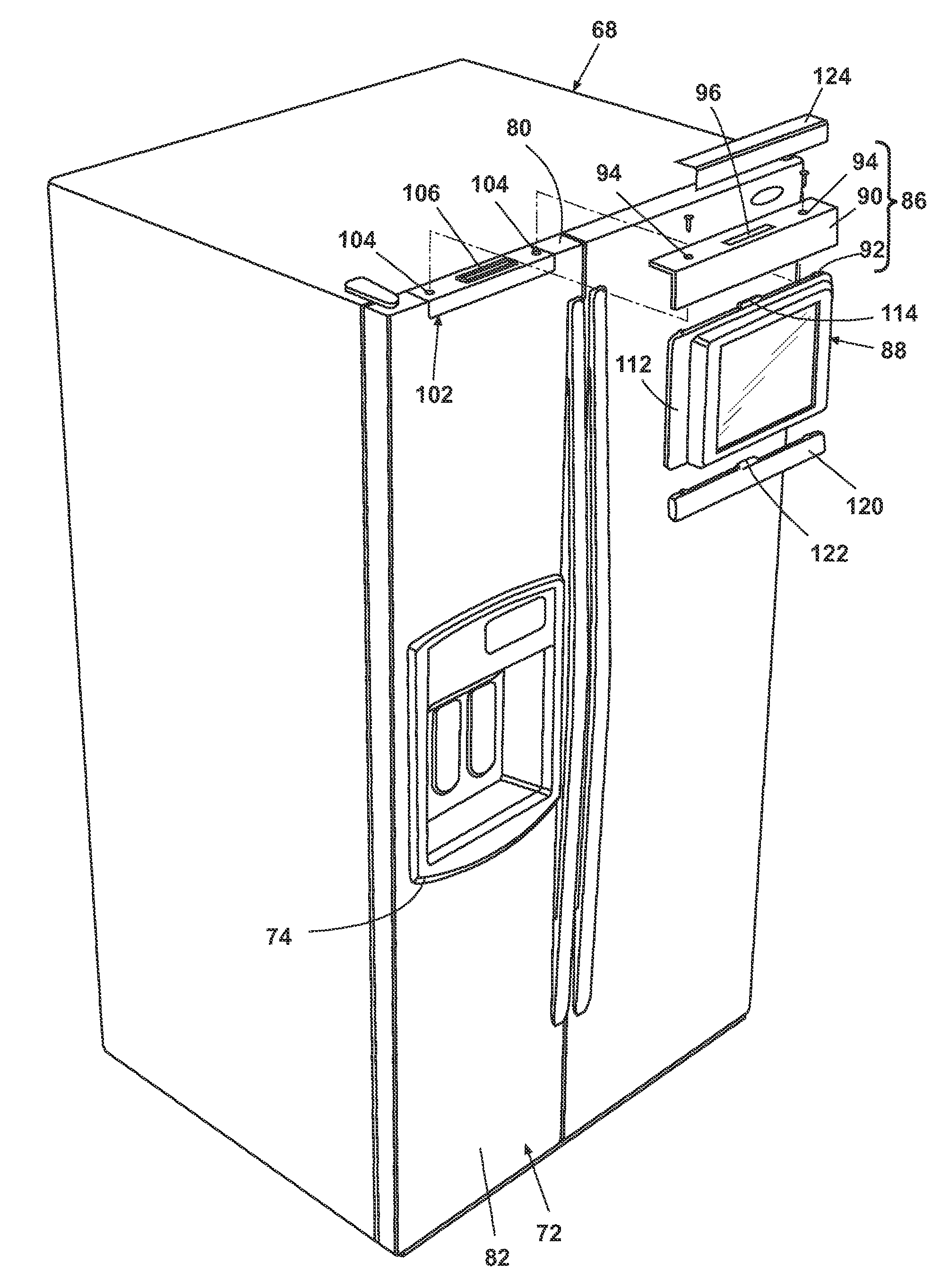 Appliance door with a service interface