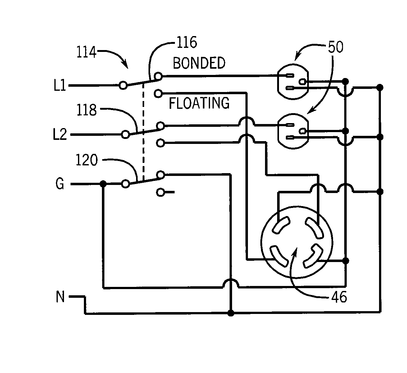 Interlock arrangement for controlling the neutral output of a portable generator