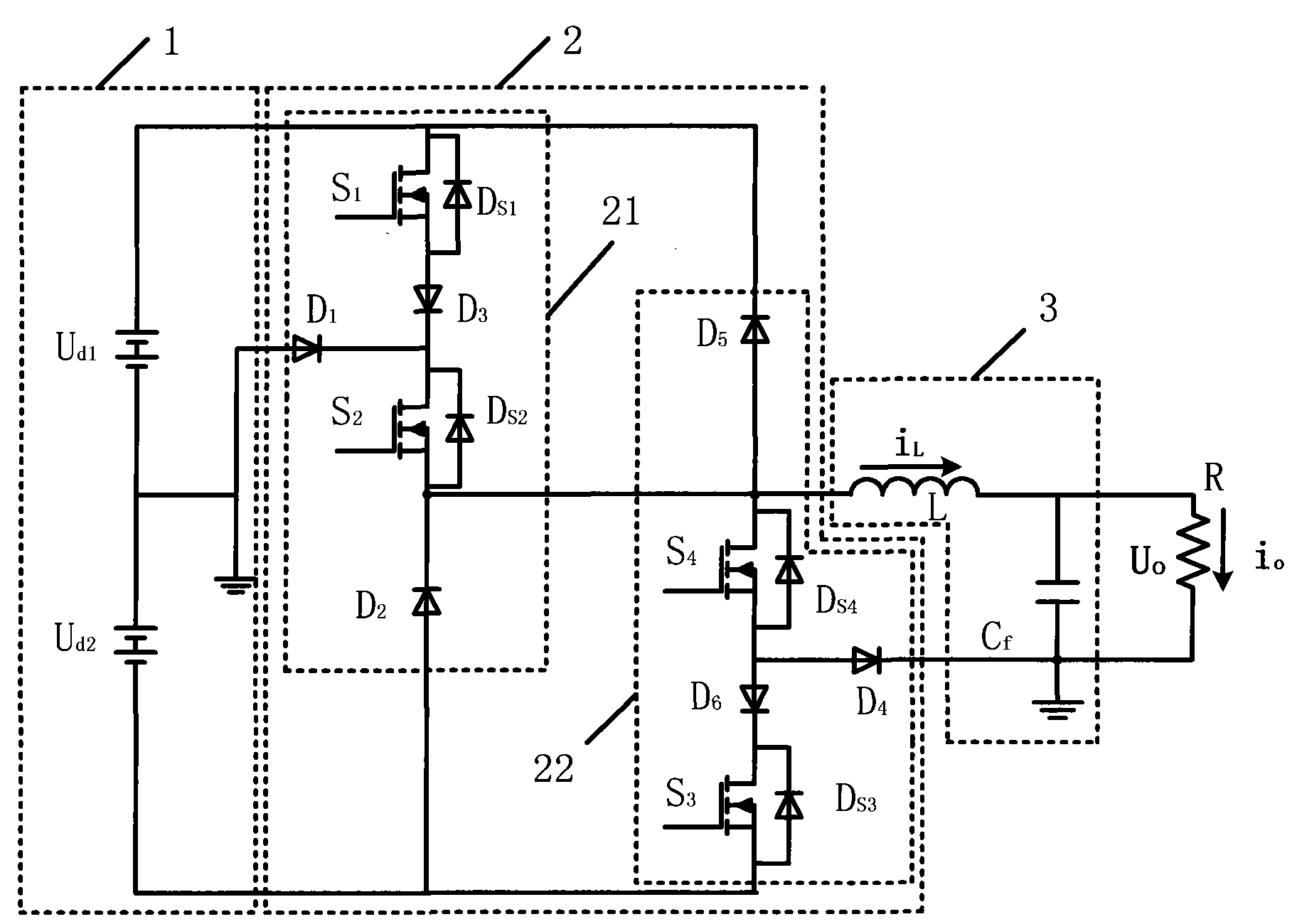 Half-cycle control tri-level single-inductor dual buck half bridge inverter and control method thereof