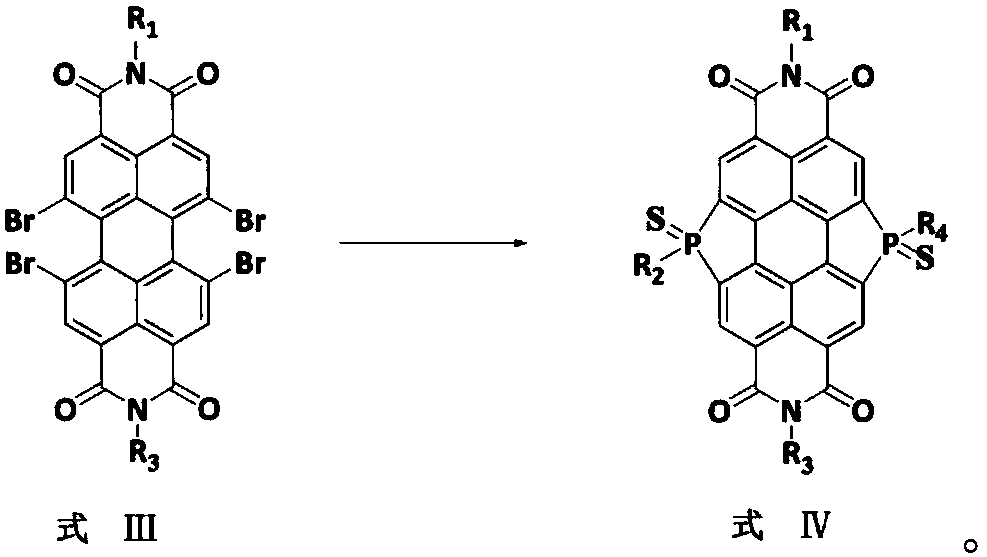 Bay-position organic phosphine bridged perylene bisimide containing phosphorus-sulfur bond structure and preparation method thereof