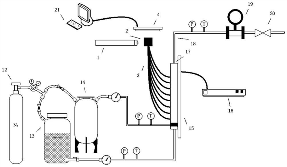 Two-phase flow state testing device of plate-fin heat exchanger and reconstruction method of two-phase flow state testing device