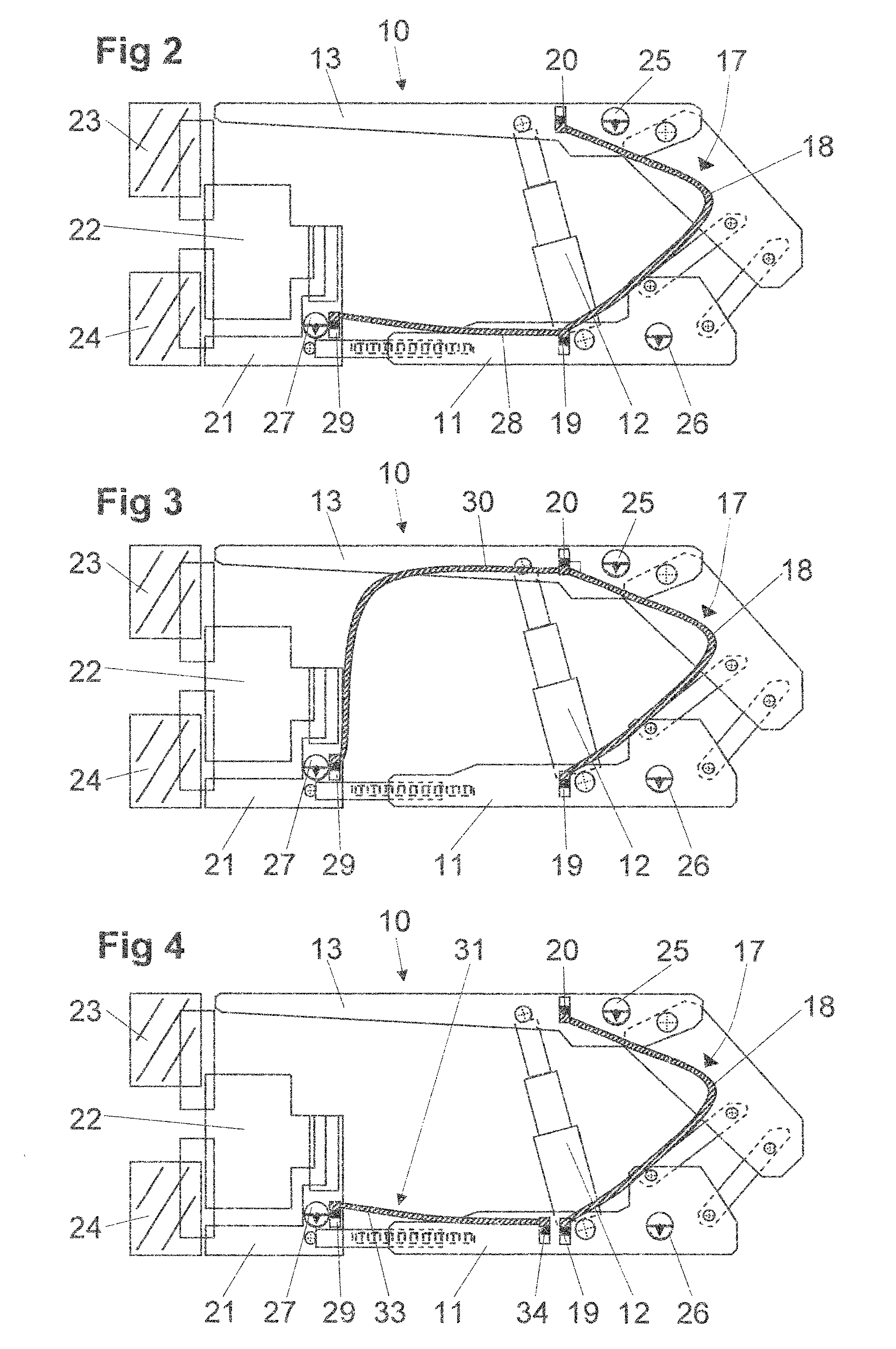 Face equipment comprising hose levels placed on the shield support frames of said face equipment