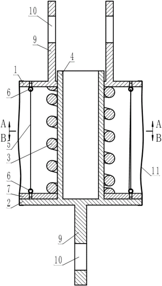 Spiral compression spring damper with presettable rigidity