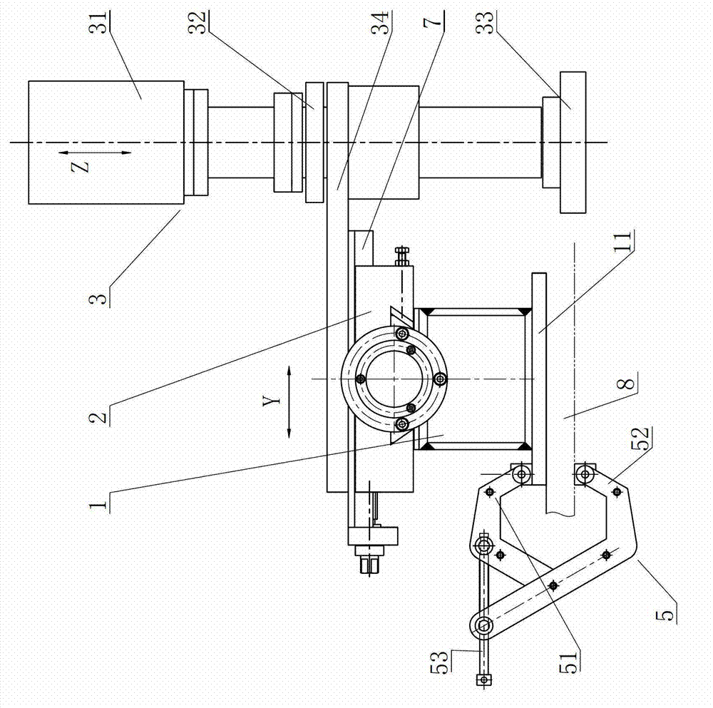 Large machinery equipment surface multifunction online processing and repairing device
