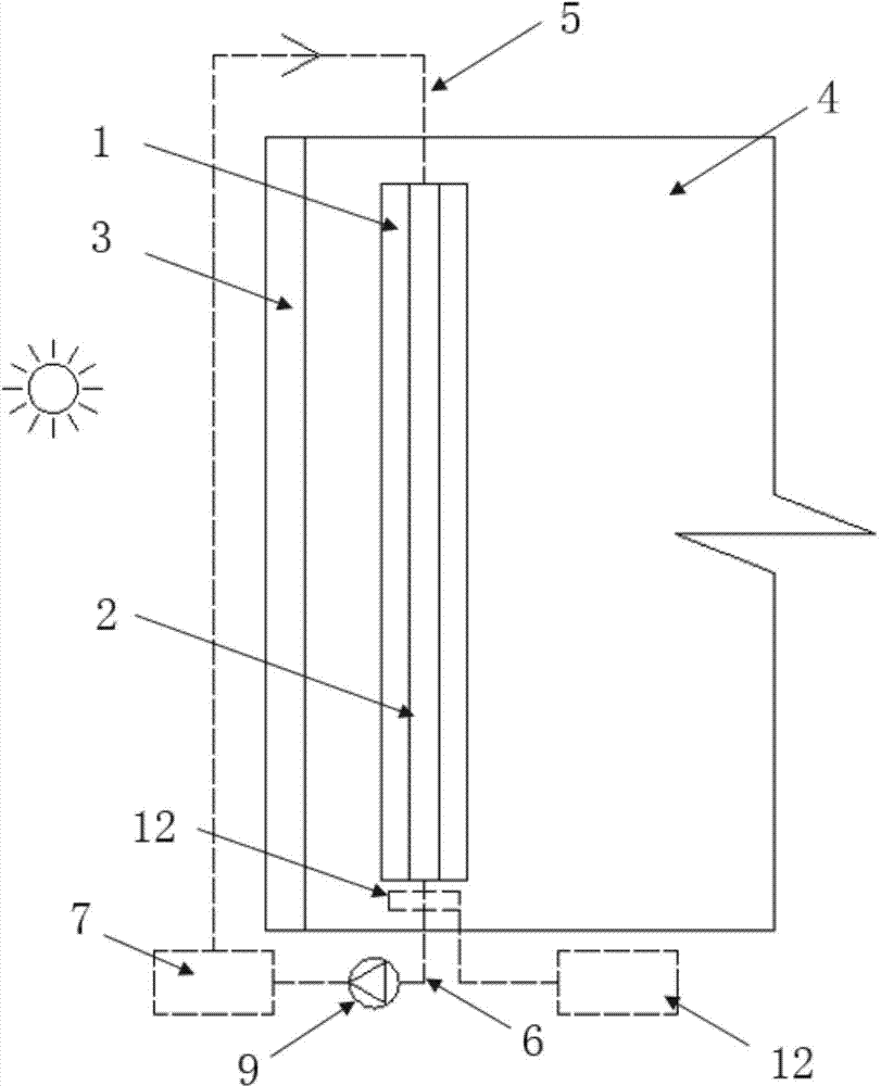 Indoor sunshading and cooling device with internal cooling water pipes