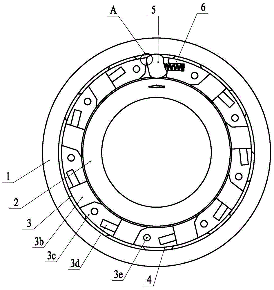 Reverse stop bearing with wedge reverse-mounting preventing bearing retainer