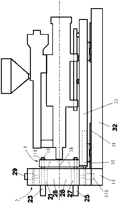 Core drawing mechanism of bellows birthmouth injection machine