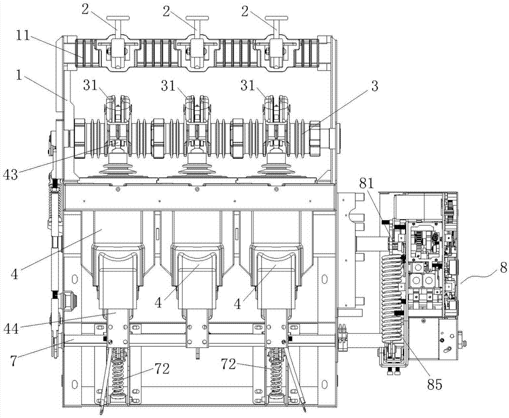 Combined electrical apparatus with isolation switch, vacuum breaker and earthing switch