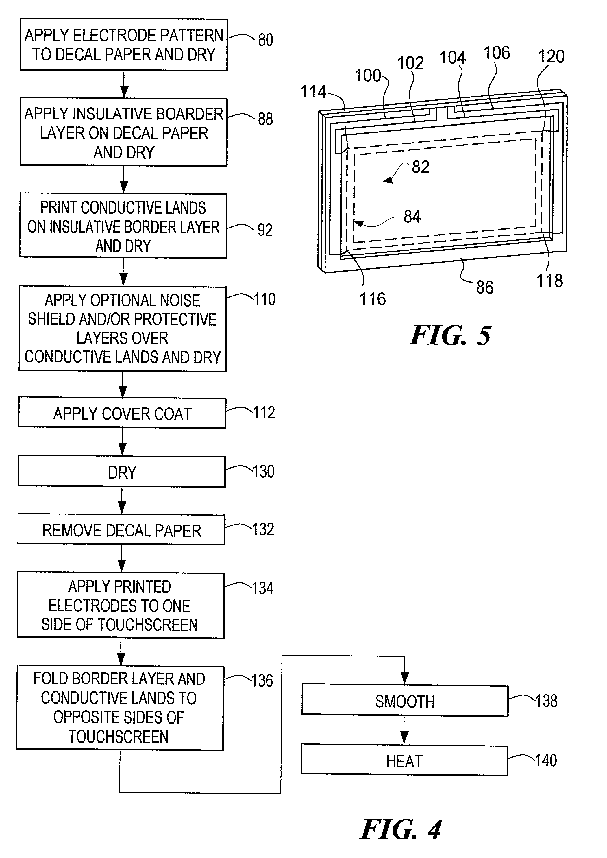 Touch screen with an applied edge electrode pattern