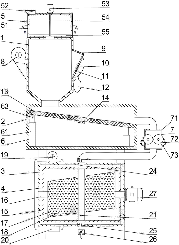 Separating drying device for fodder machining production