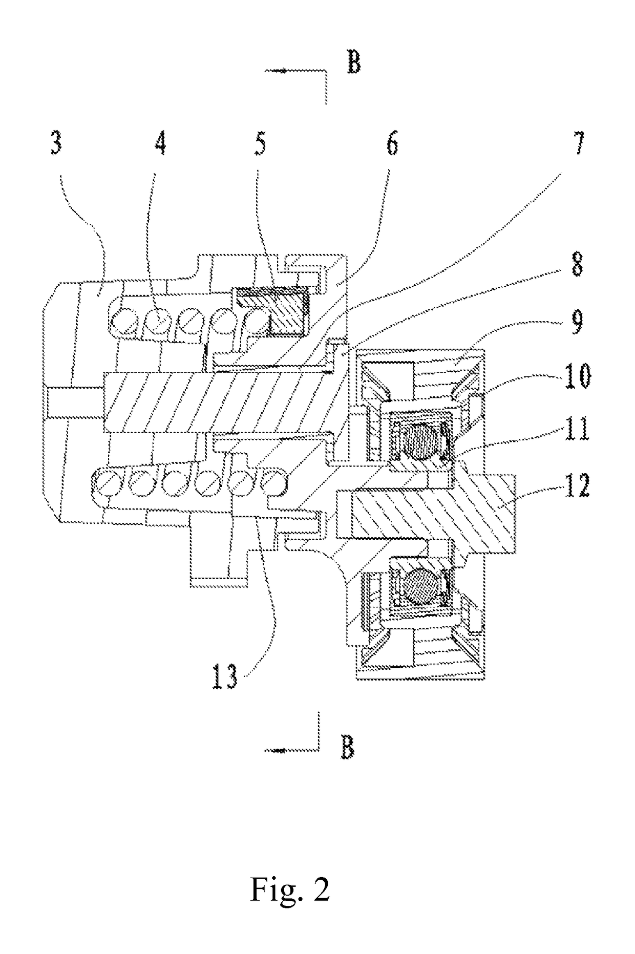 Tensioner for engine with large and stable damping and minimum deflection o f shaft