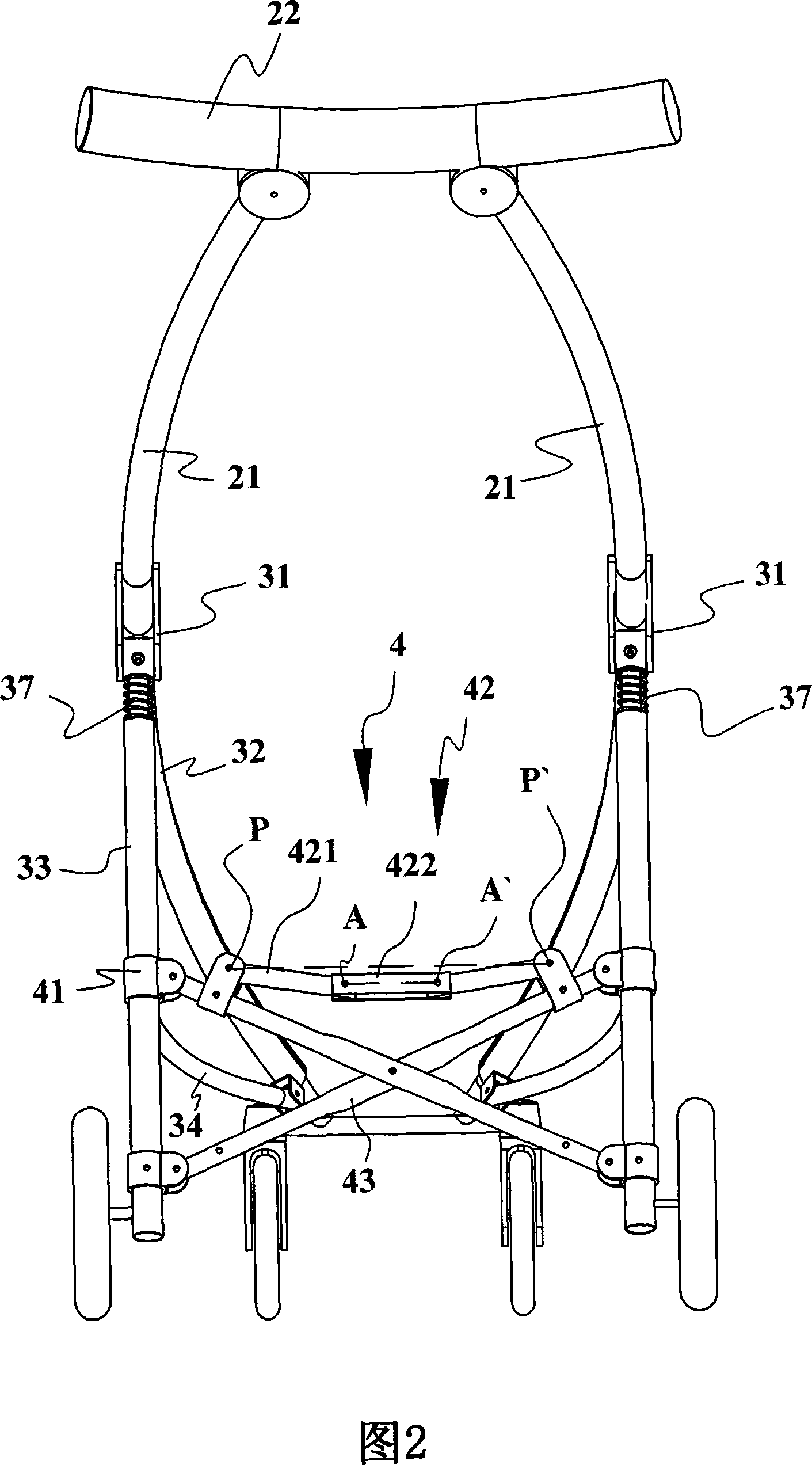 Folding skeleton structure for baby carriage