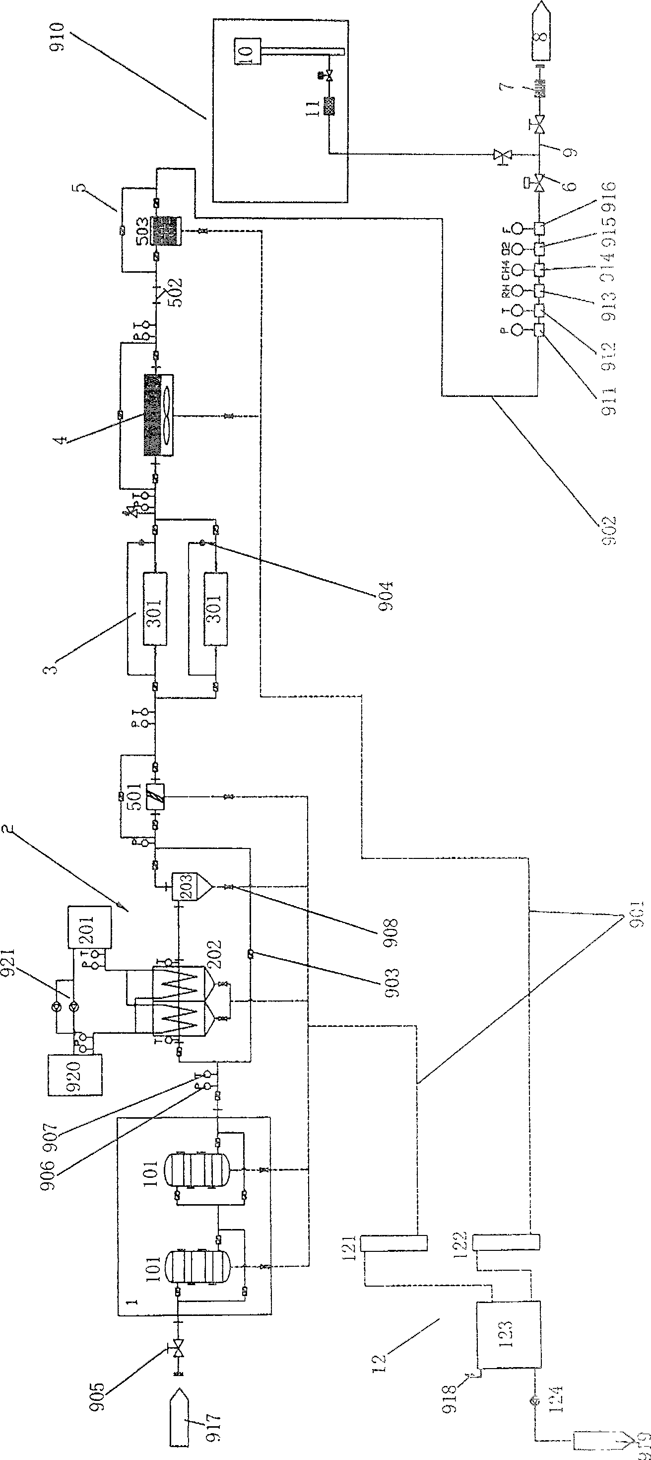 Biomass marsh gas preprocessing system