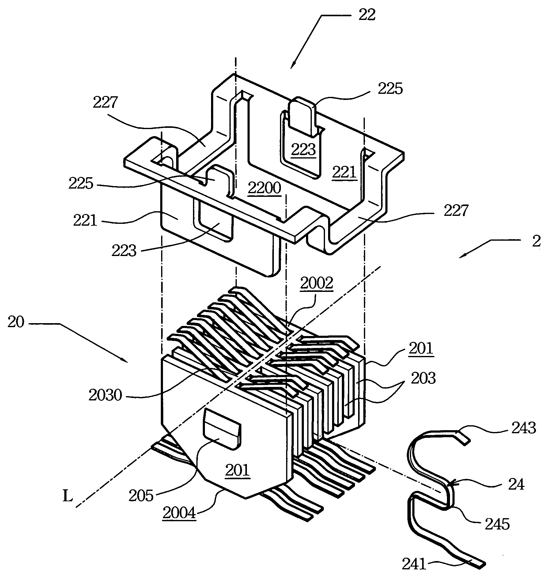 Board-to-board connector and assembly of printed circuit boards