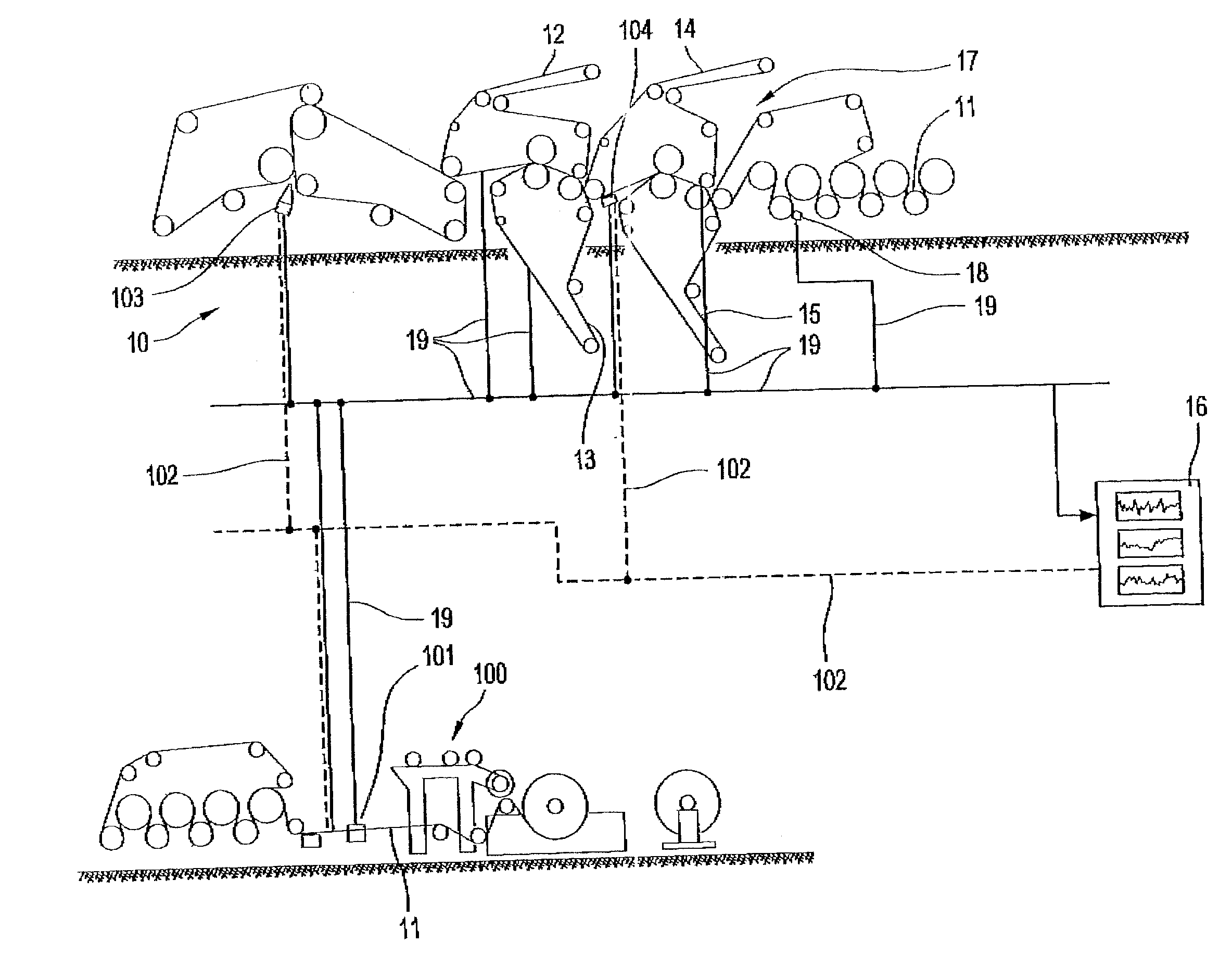Apparatus and method for assessing the condition of at least one circulating band in a paper machine