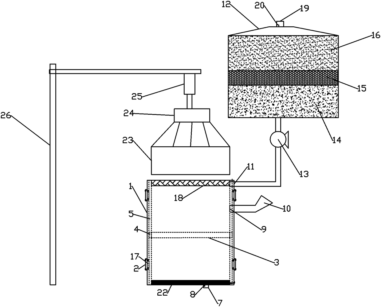 Drying and crushing device for cultivated excrement
