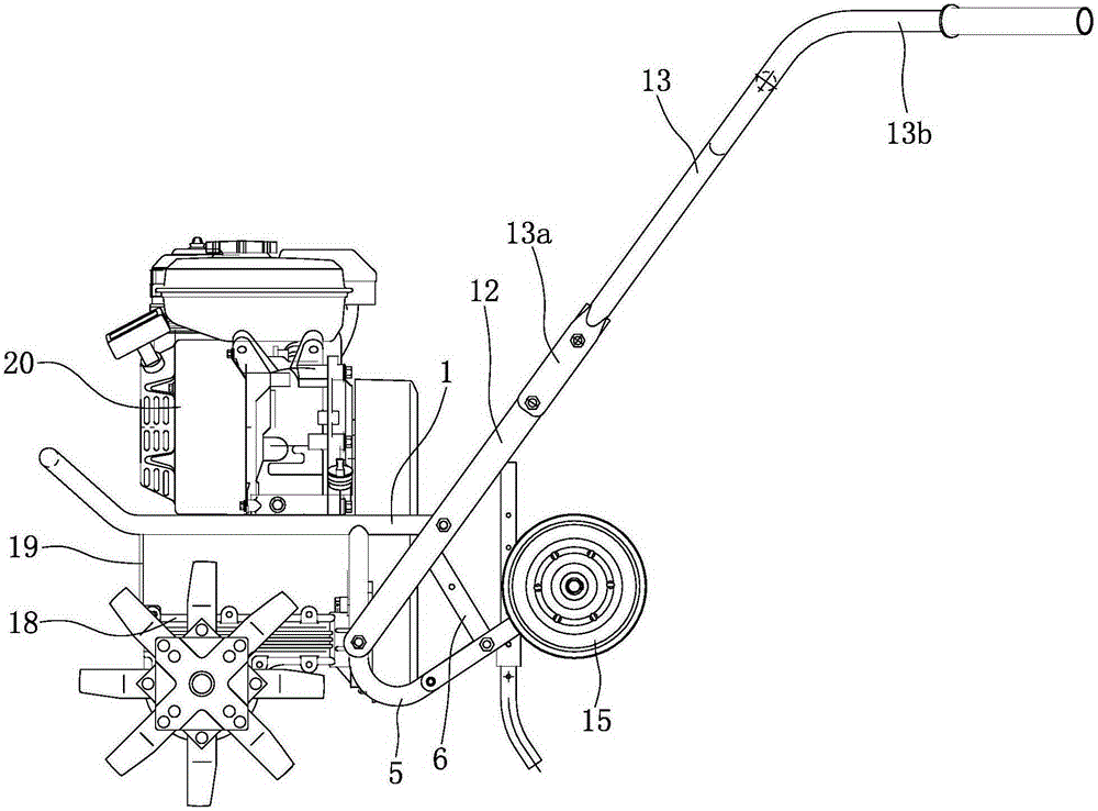 Arrangement structure of handle seat, rear wheel assembly and power assembly of a portable tillage machine