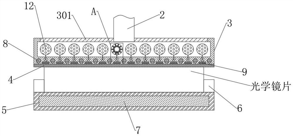 Optical lens polishing device and polishing process