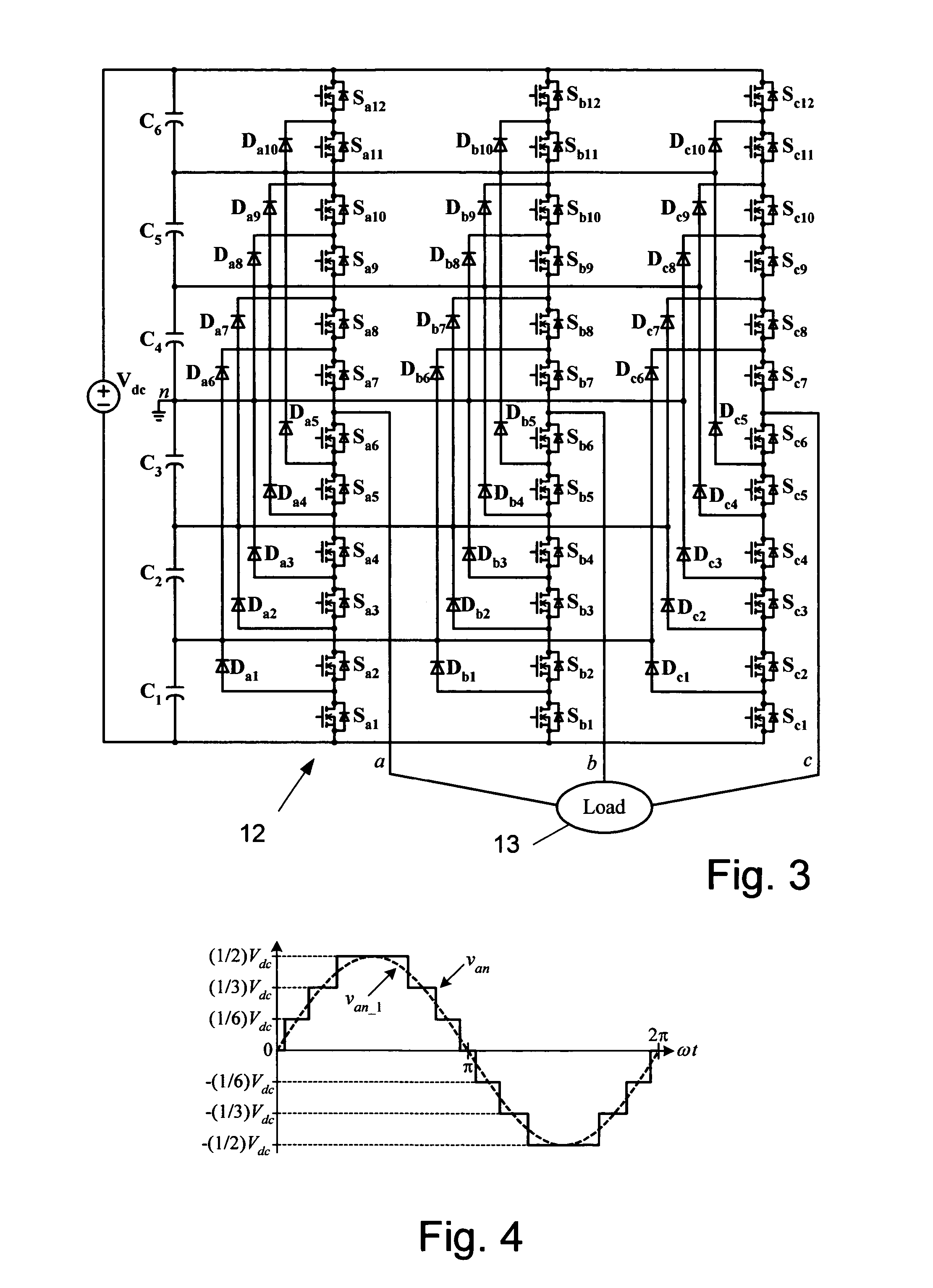 Multi-level DC bus inverter for providing sinusoidal and pwm electrical machine voltages