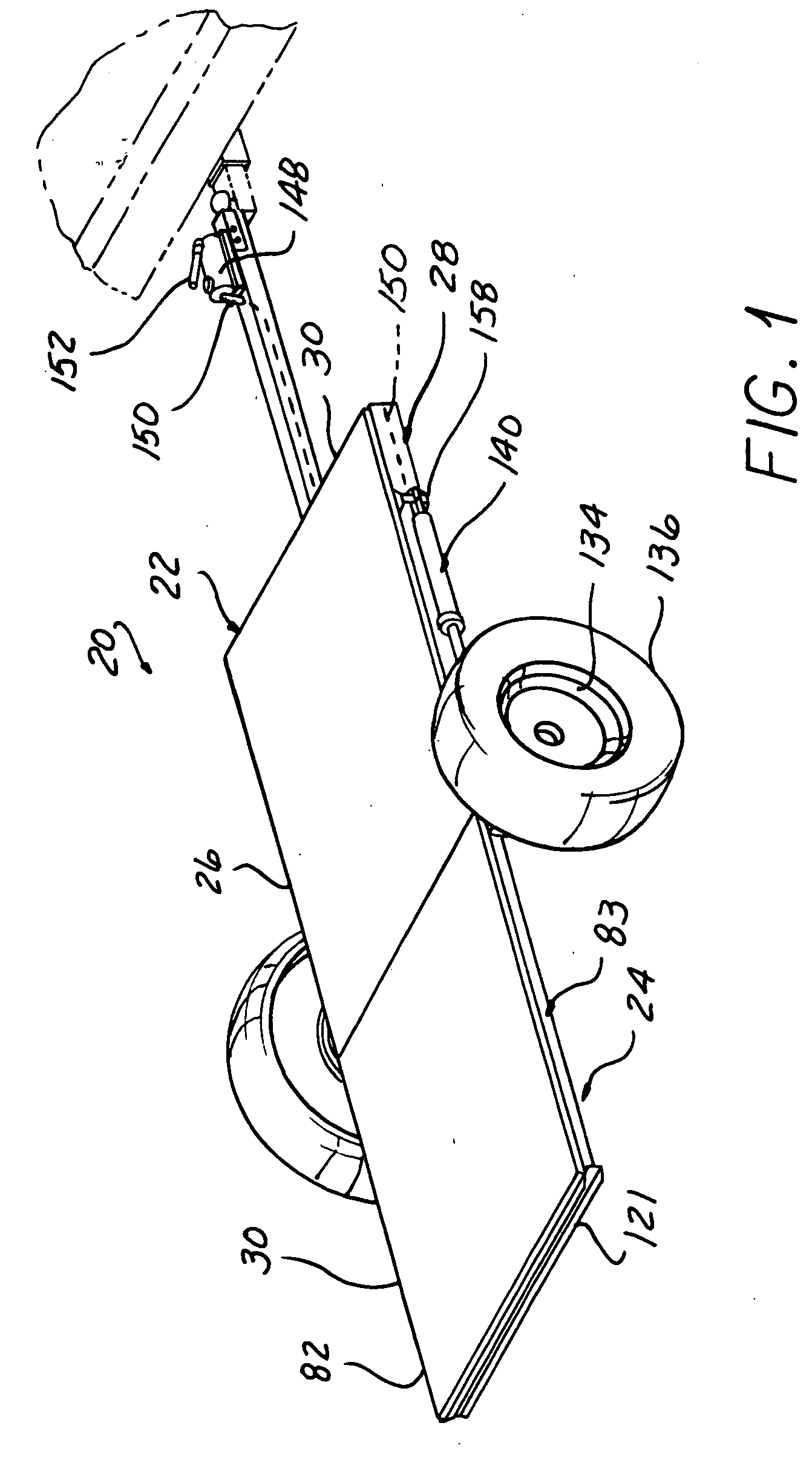 Folding trailer with kneeling device