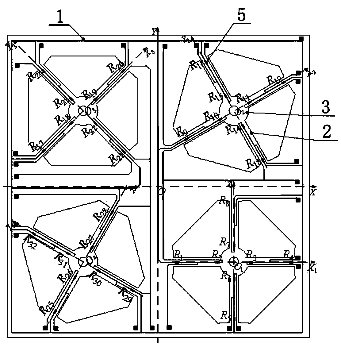 Quaternary array micro-electromechanical system (MEMS) vector hydrophone microstructure