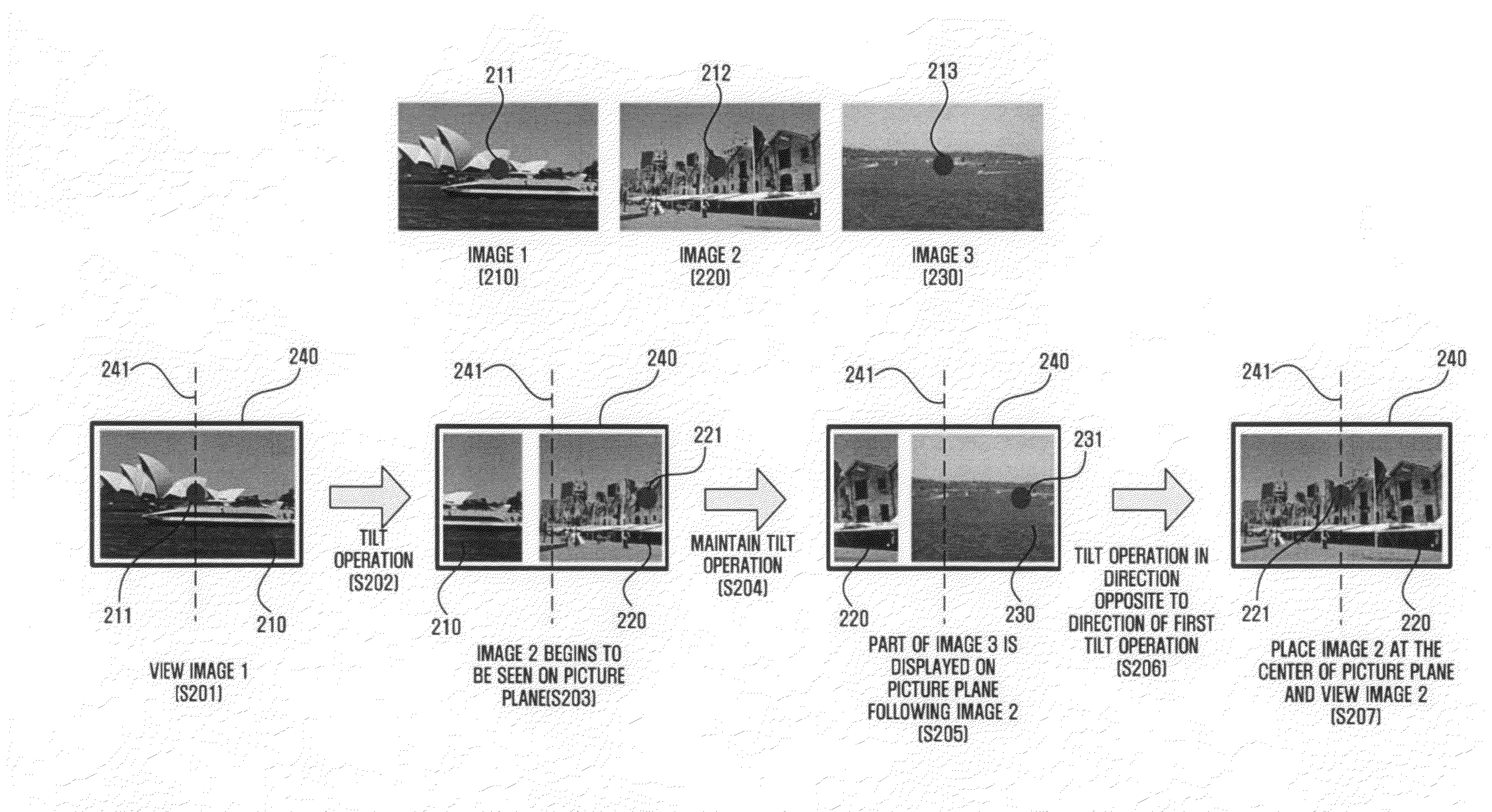 Method and apparatus for moving list on picture plane