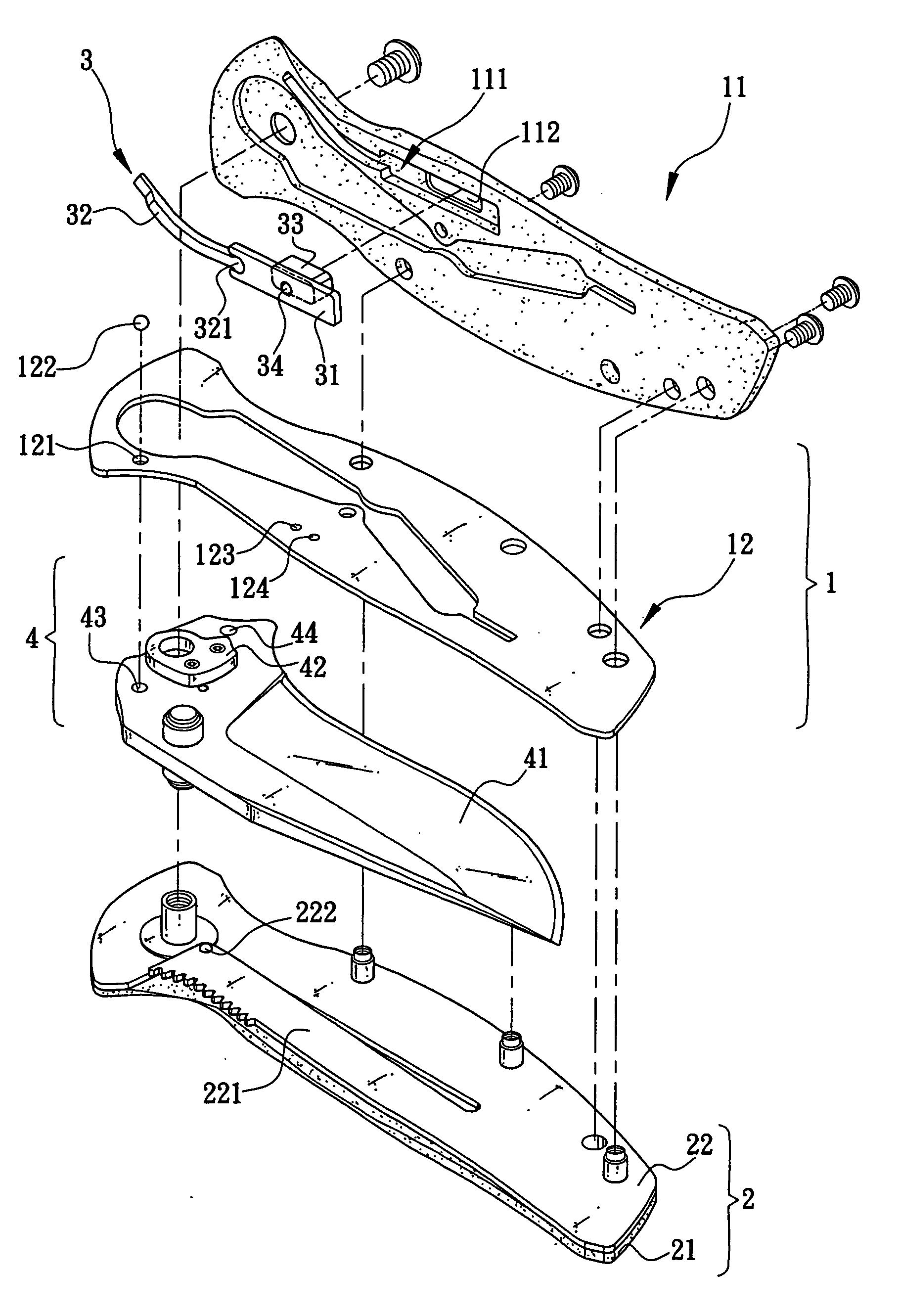 Folding knife assembly with positionable blade
