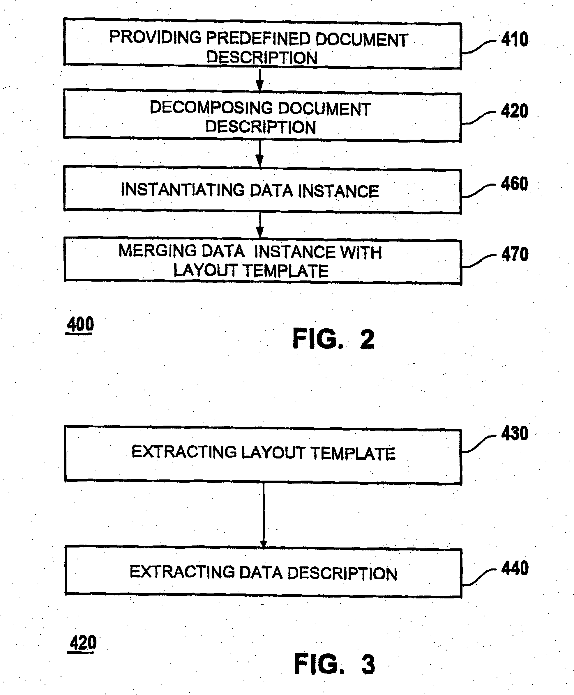 Method and computer system for separating and processing layout information and data of a document