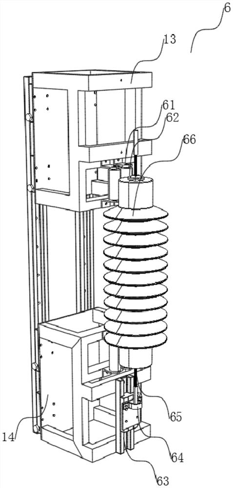 A connecting device for connecting tension insulator strings in and out of UHV transmission lines