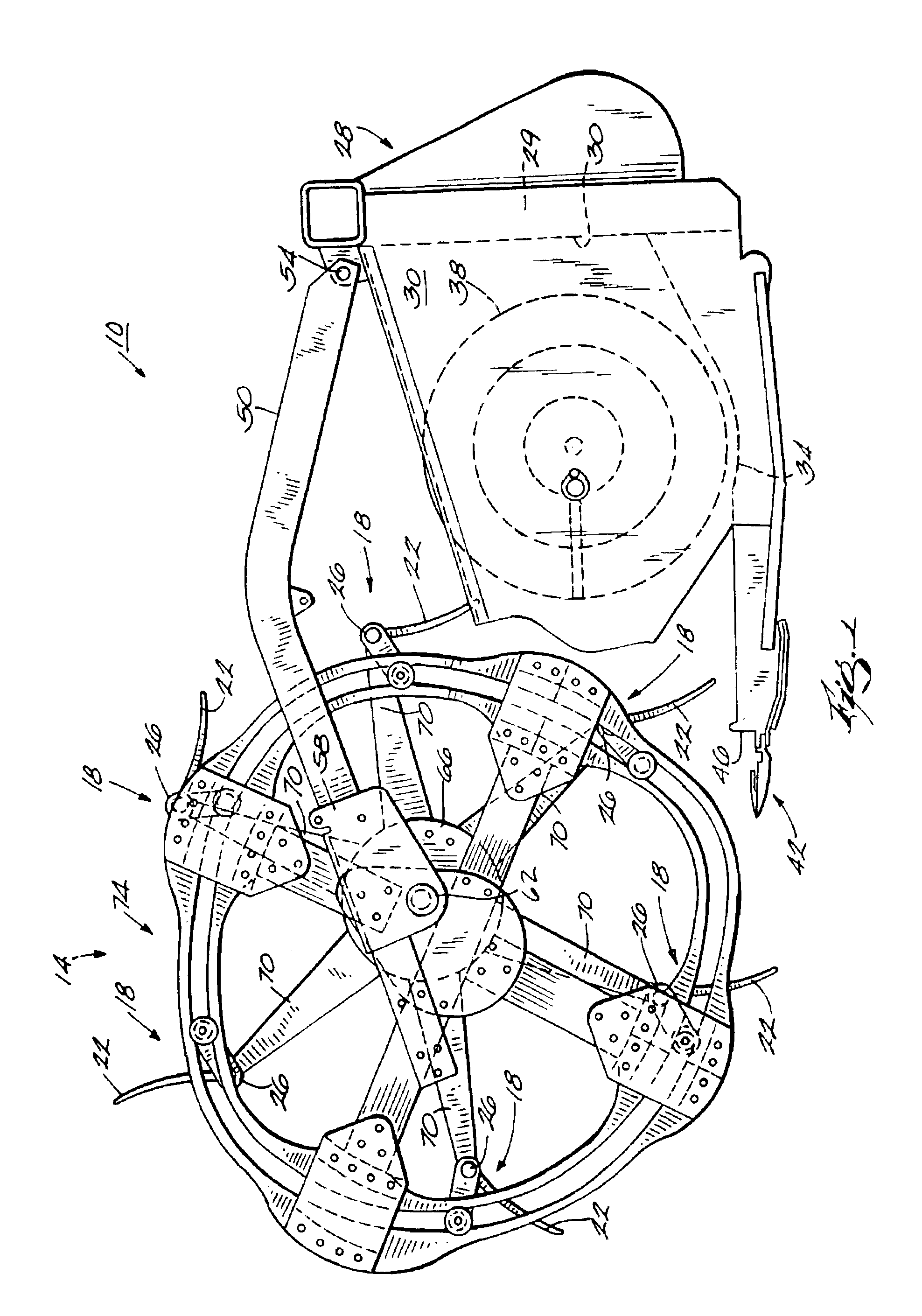 Harvester tine and bat assembly