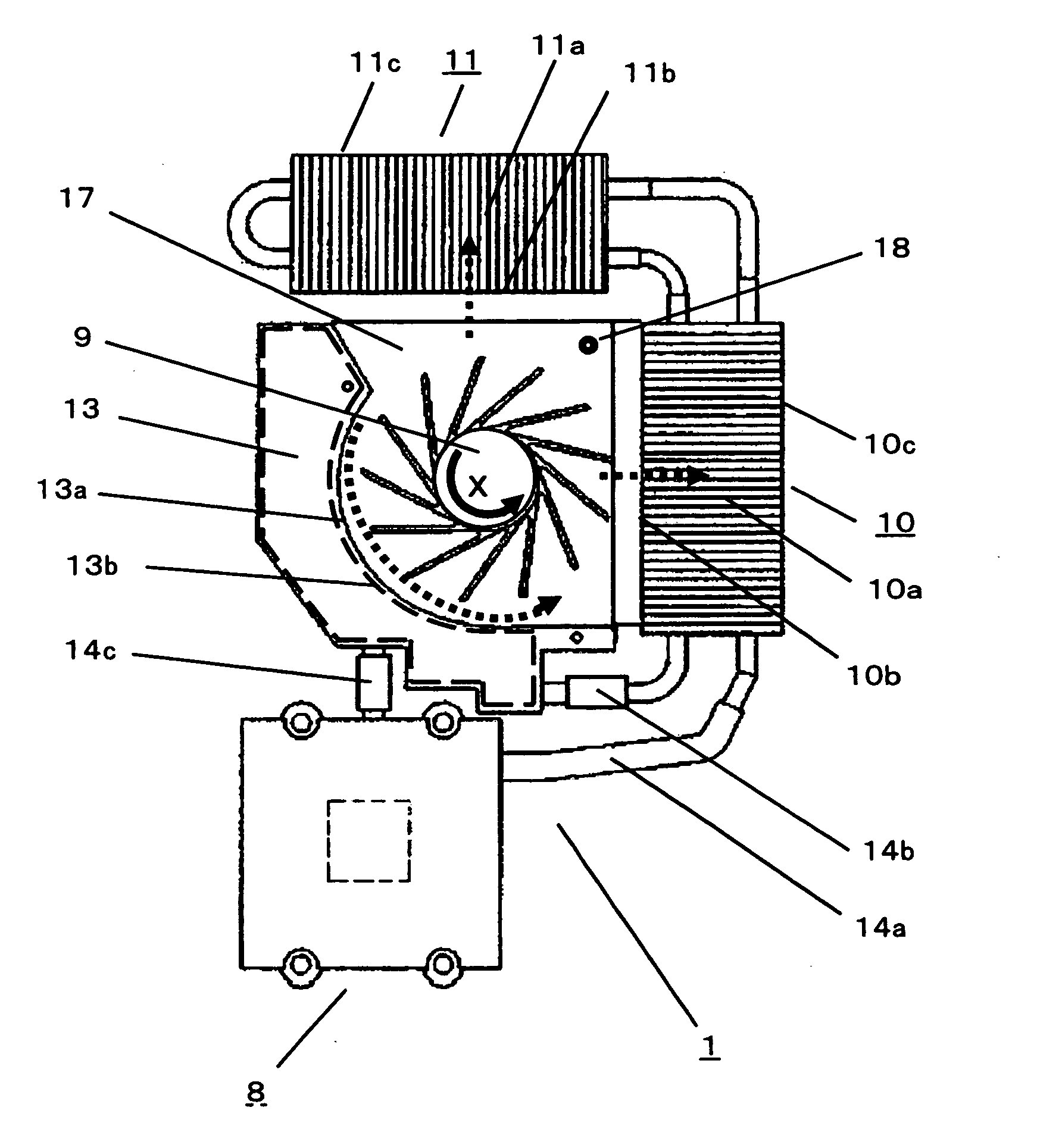 Blower, cooling device including the blower, and electronic apparatus including the cooling device