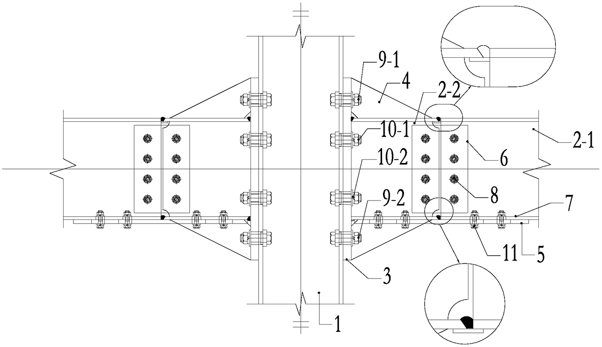 Connecting node of beam and column of self-recovery assembled steel structure for preventing multi disasters