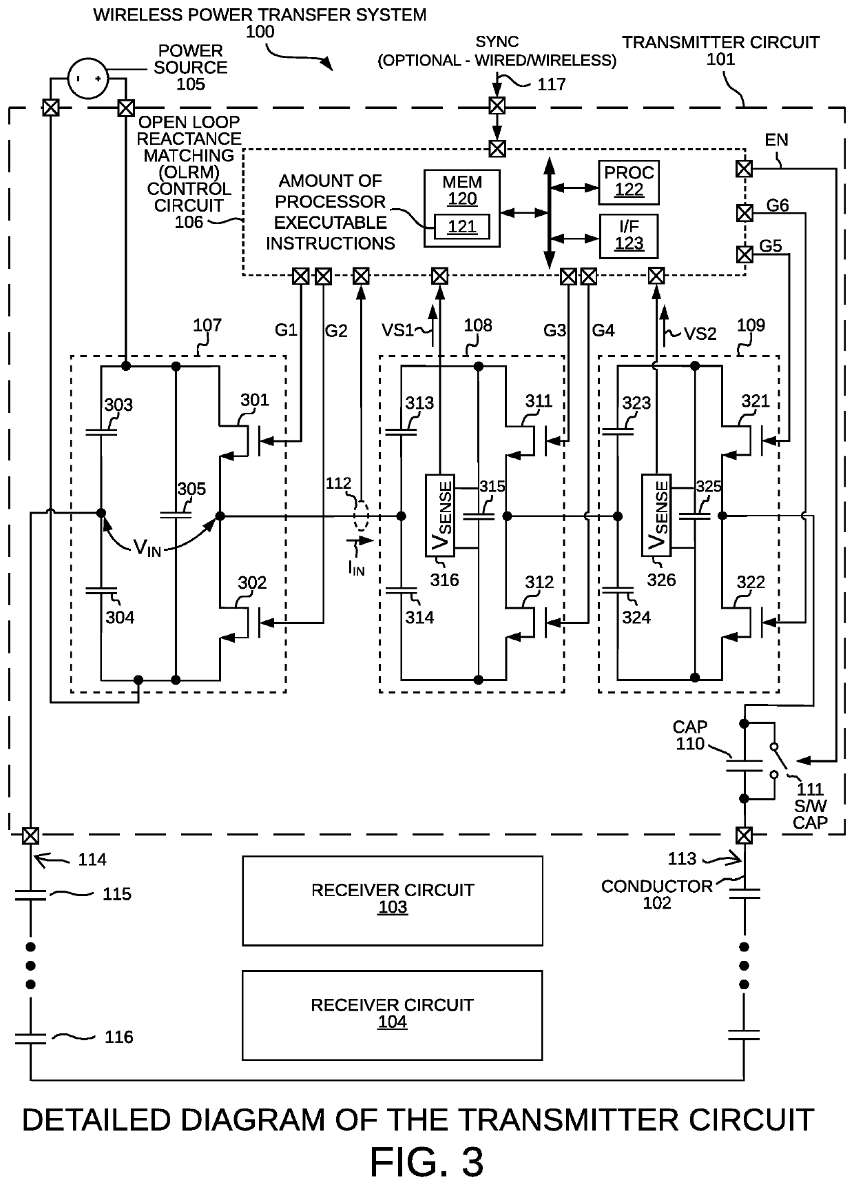 Wireless power transfer system with open loop reactance matching circuitry