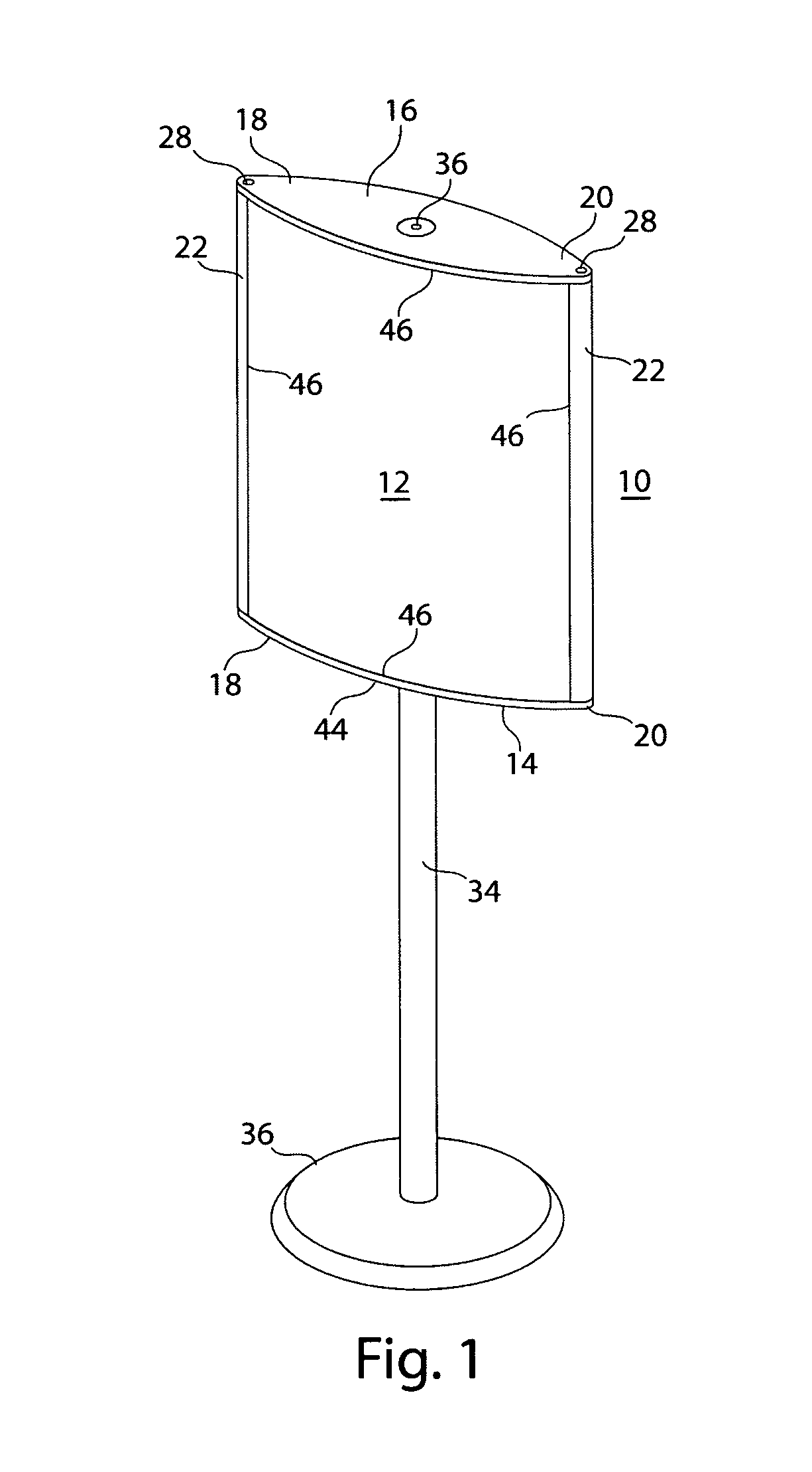 Curved stand display arrangement