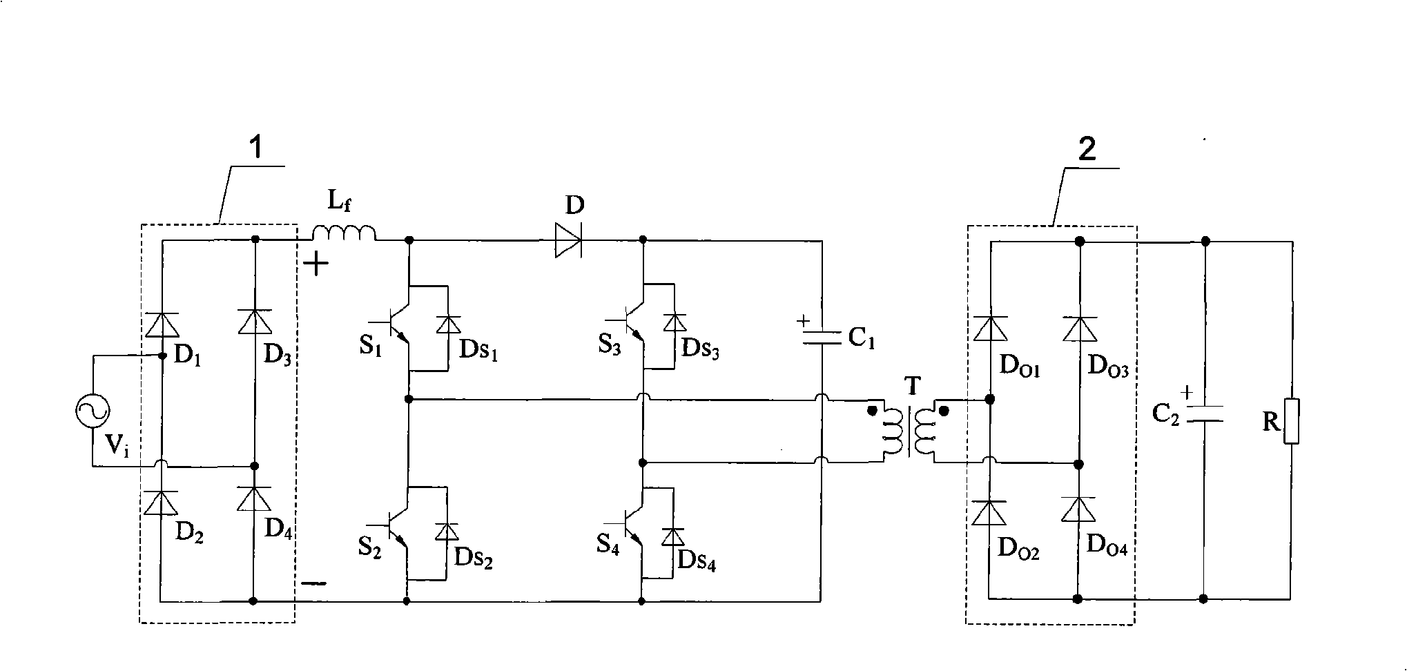 Passive clamping single-phase single-grade bridge type power factor correcting convertor and control method thereof