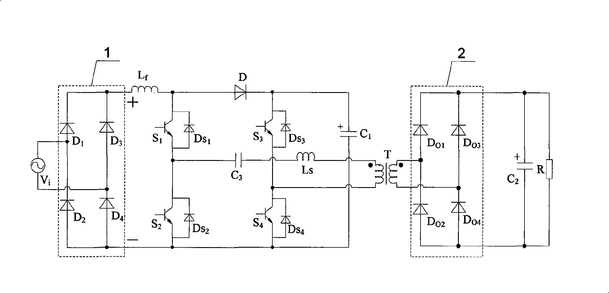 Passive clamping single-phase single-grade bridge type power factor correcting convertor and control method thereof