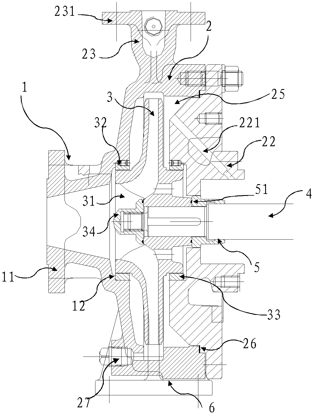 Pump body for boric acid recycling pump