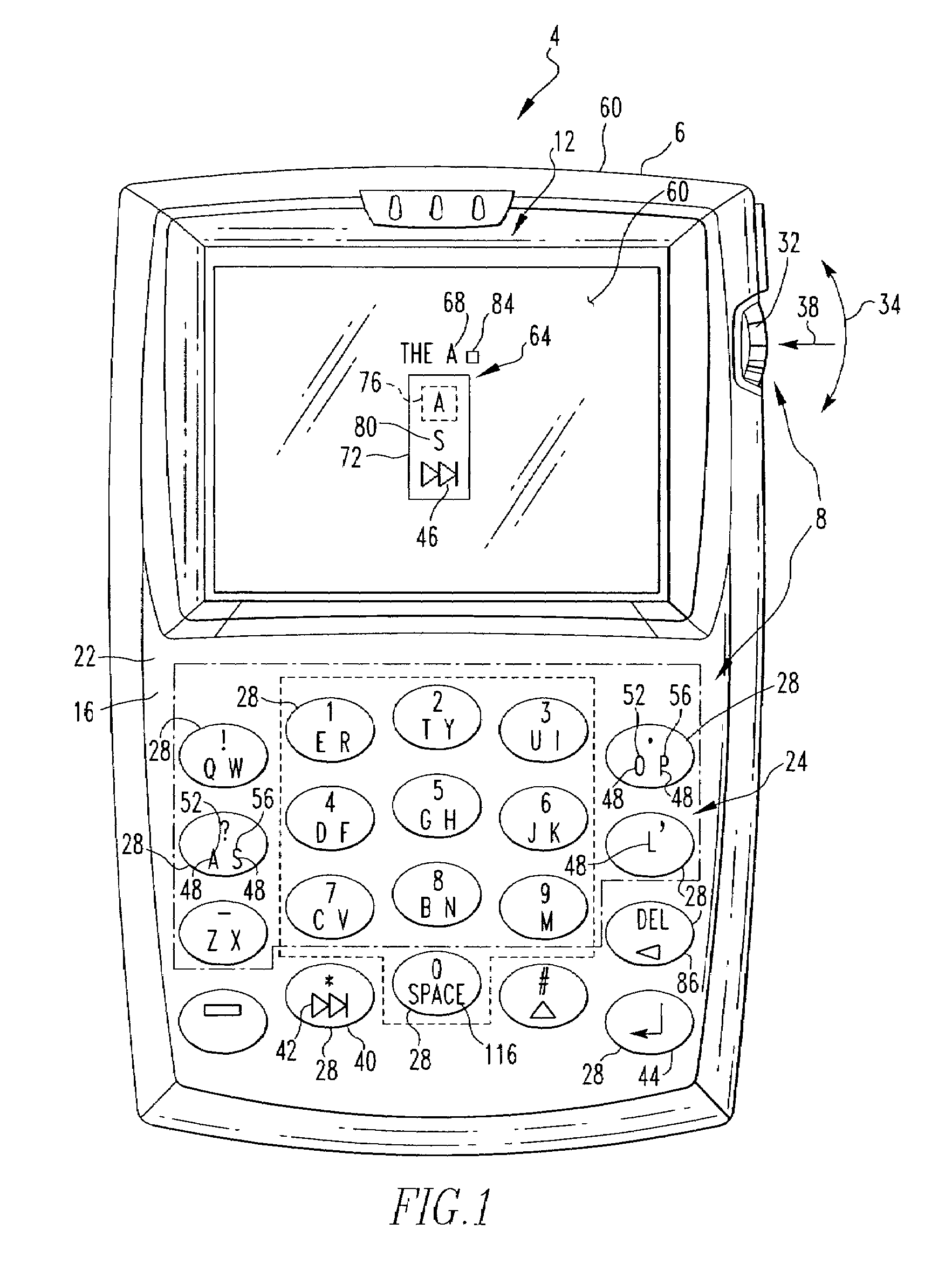 Handheld electronic device with text disambiguation