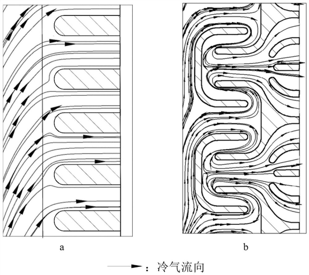 A kind of cooling structure of turbine blade separation, lateral rotation and re-convergence