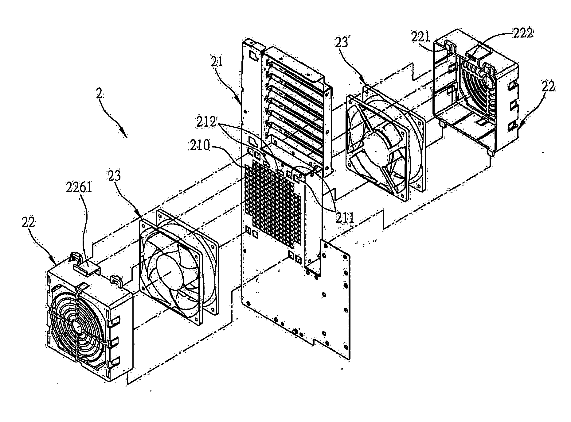 Assembly structure for securing heat-dissipating fan