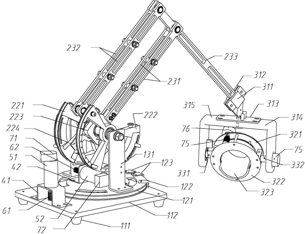 Extensible-connection six-freedom-degree force feedback mechanical arm