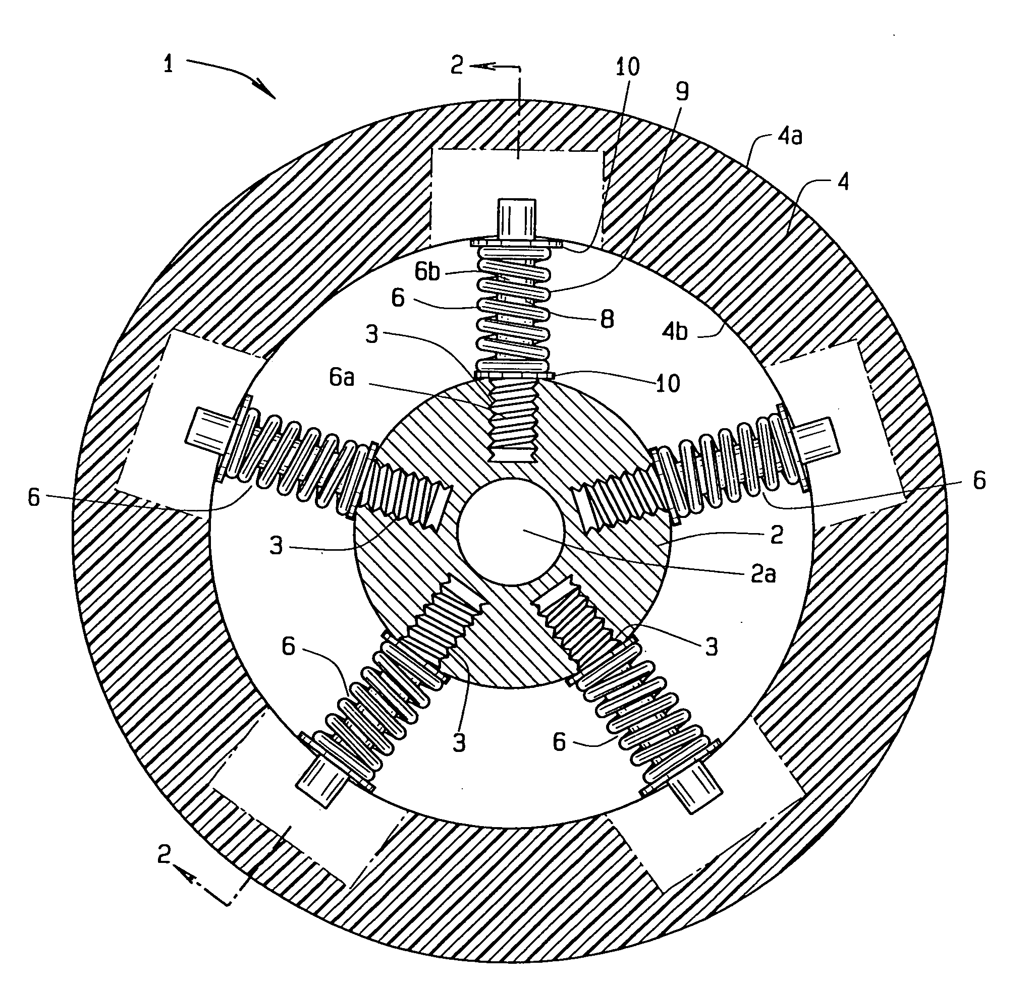Internal wheel suspension system with shock absorption