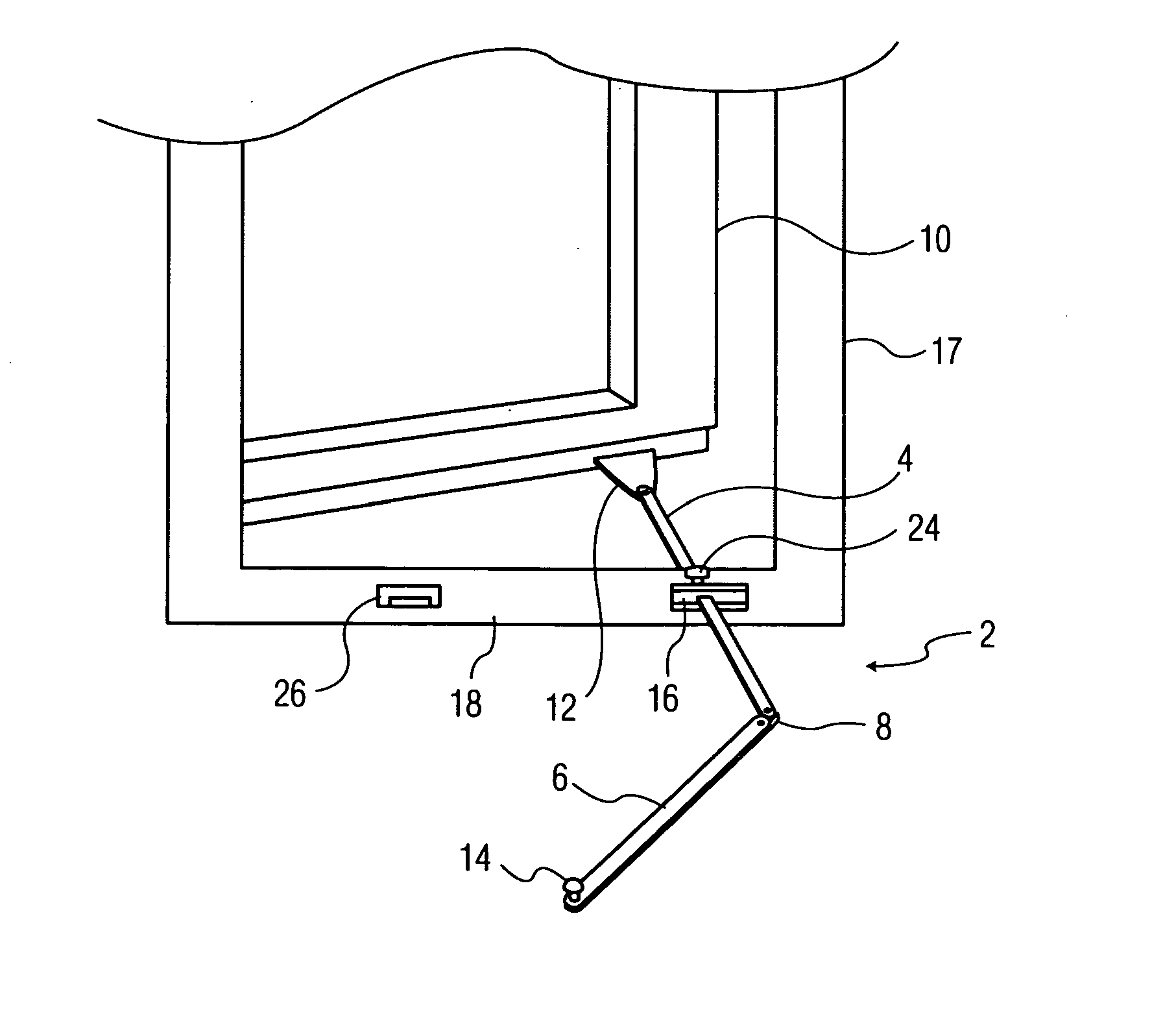 Folding push bar mechanism for casement windows