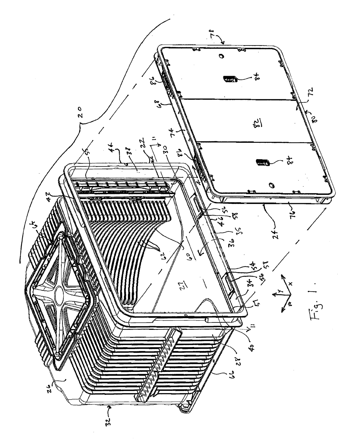 Wafer container with door guide and seal