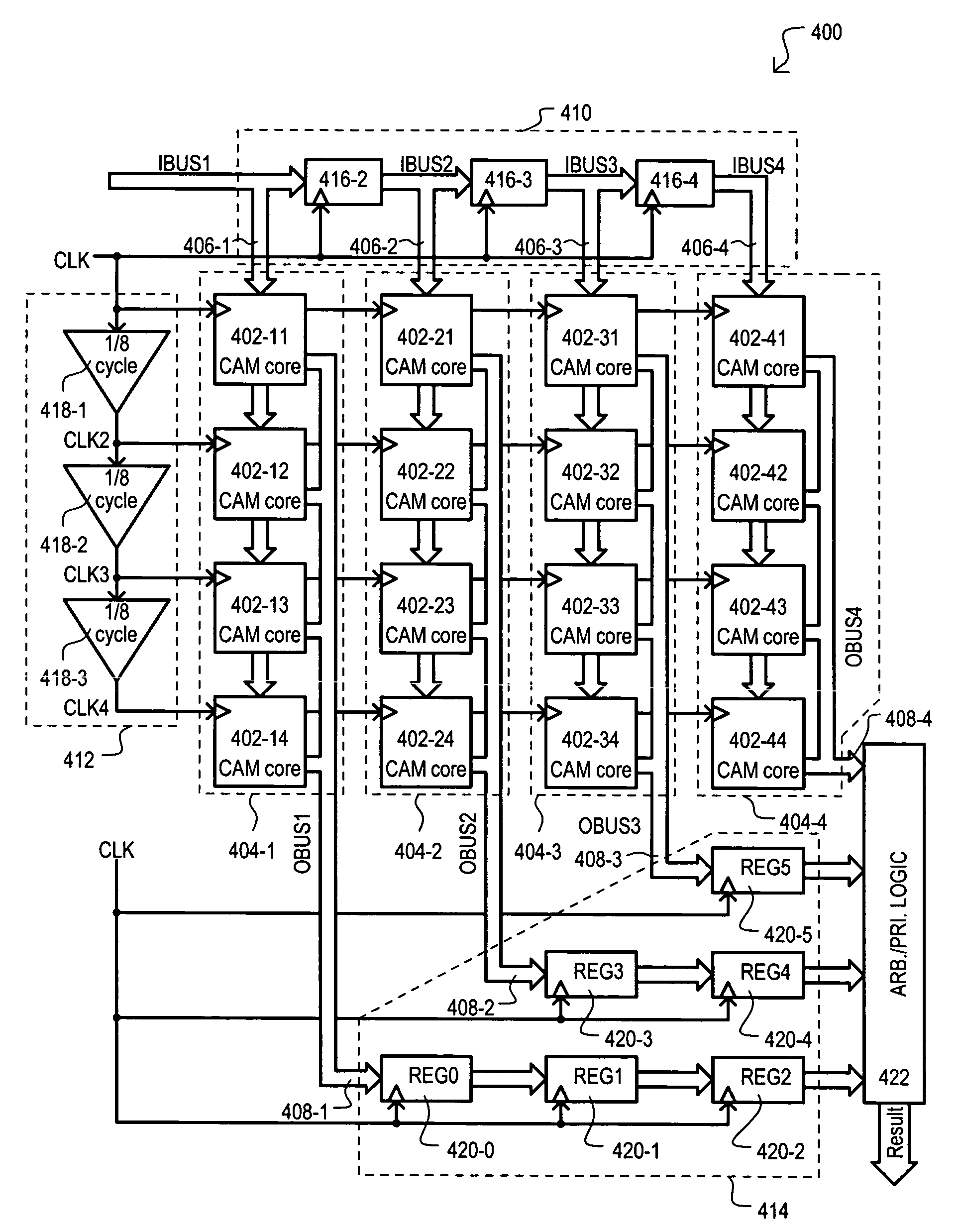 Reduced turn-on current content addressable memory (CAM) device and method