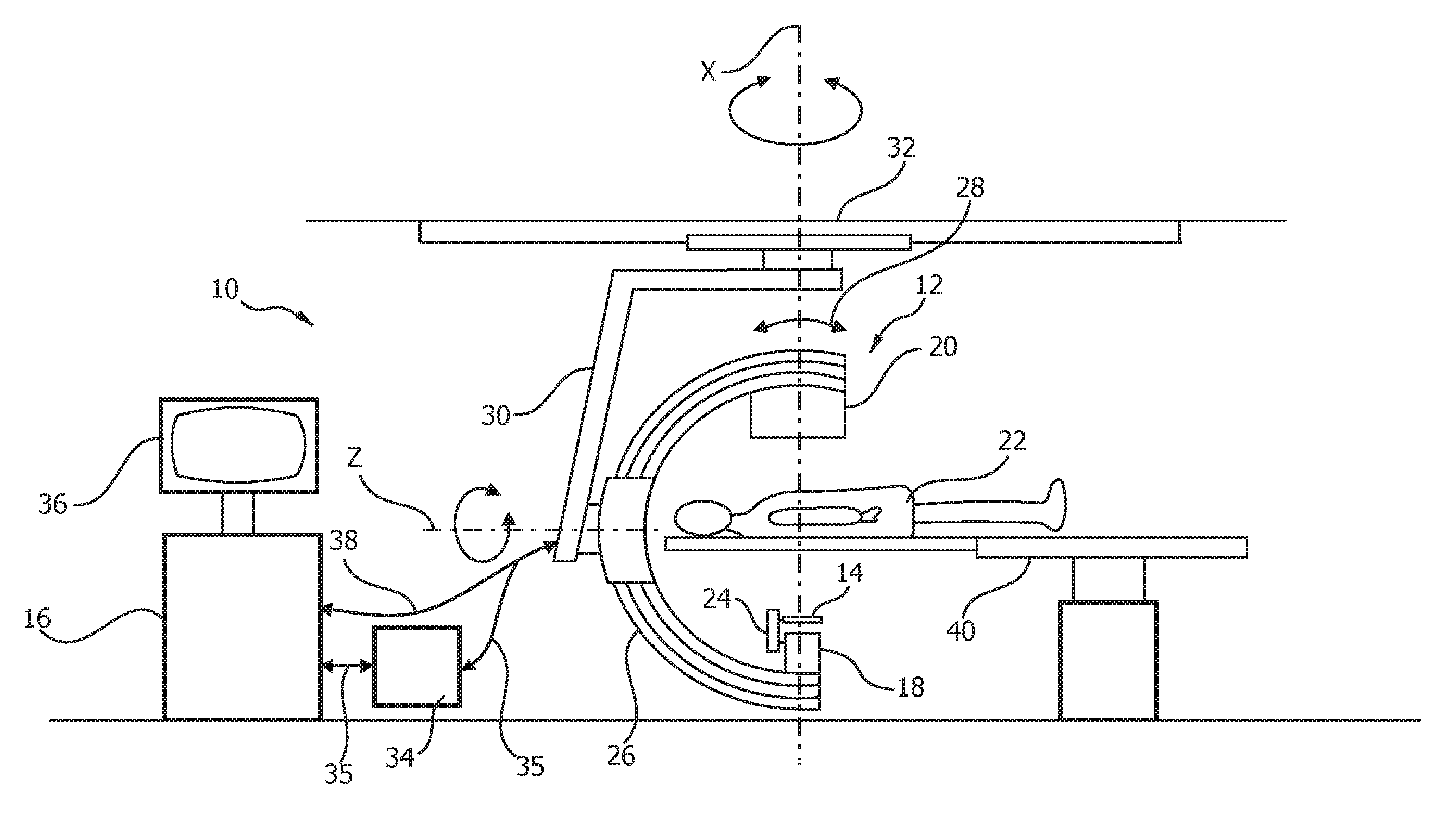 Automatic positioning of absorption means in x-ray image acquisition